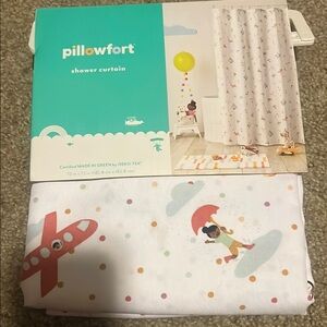 Pillowfort Shower Curtain Pals Themed with Red and Yellow Accents